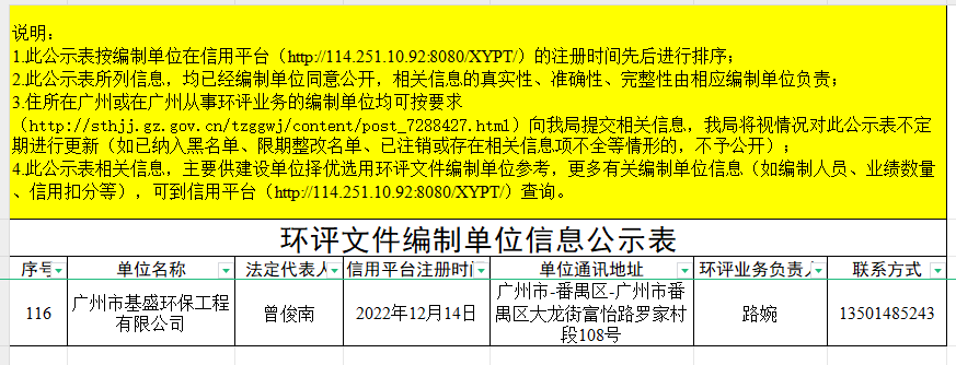 入库广州市生态环境局环评文件编制单位推荐名录